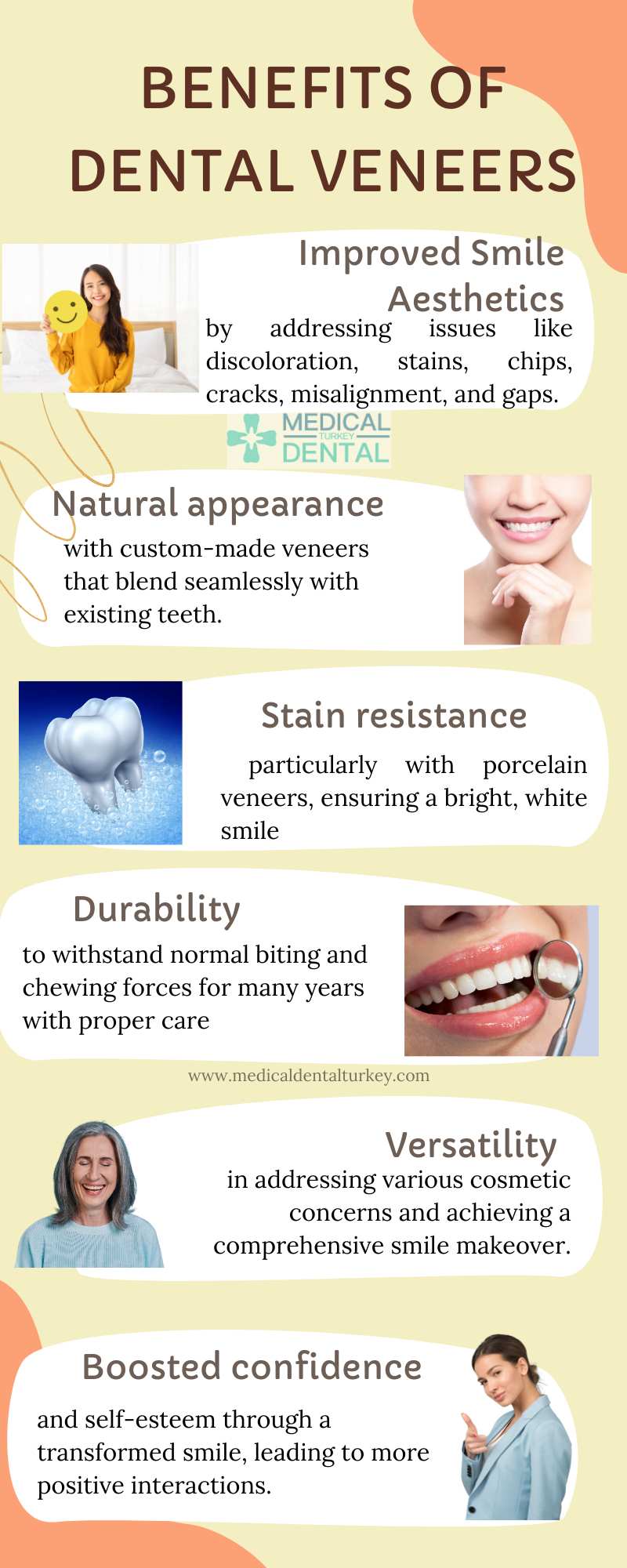 Benefits of dental venners infographic